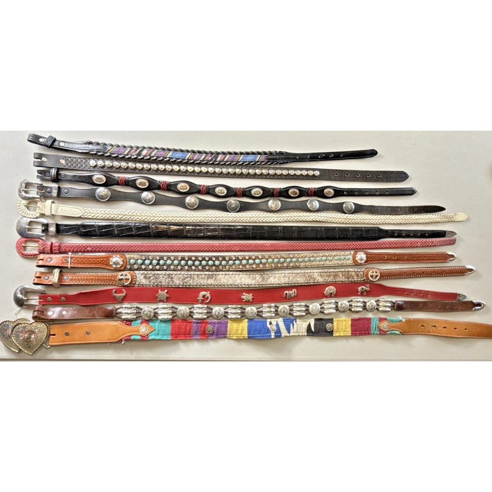 Belts and Buckles Lot of 12 Western Style Women’s Kids Girls Boys Cowgirl Cowboy